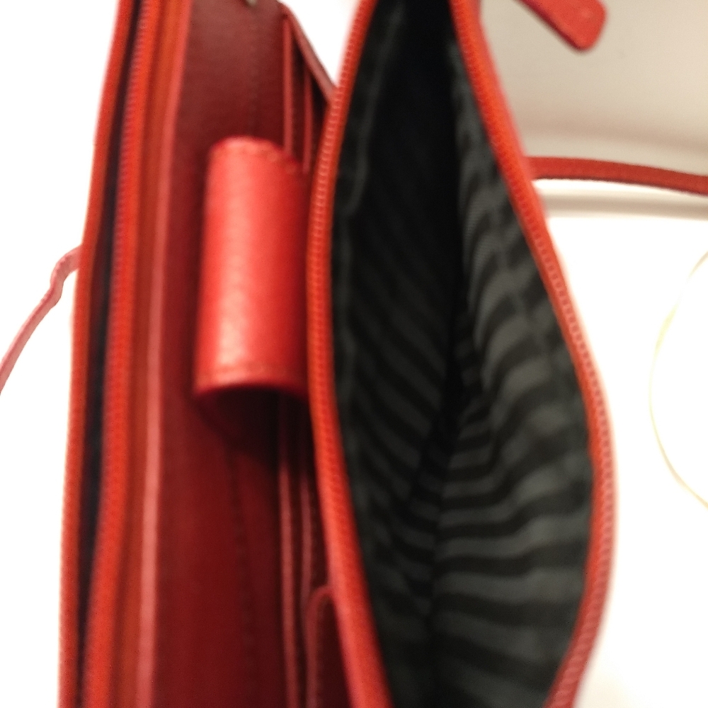 Jack Georges Red Leather Crossbody Wallet Purse - Picture 4 of 7